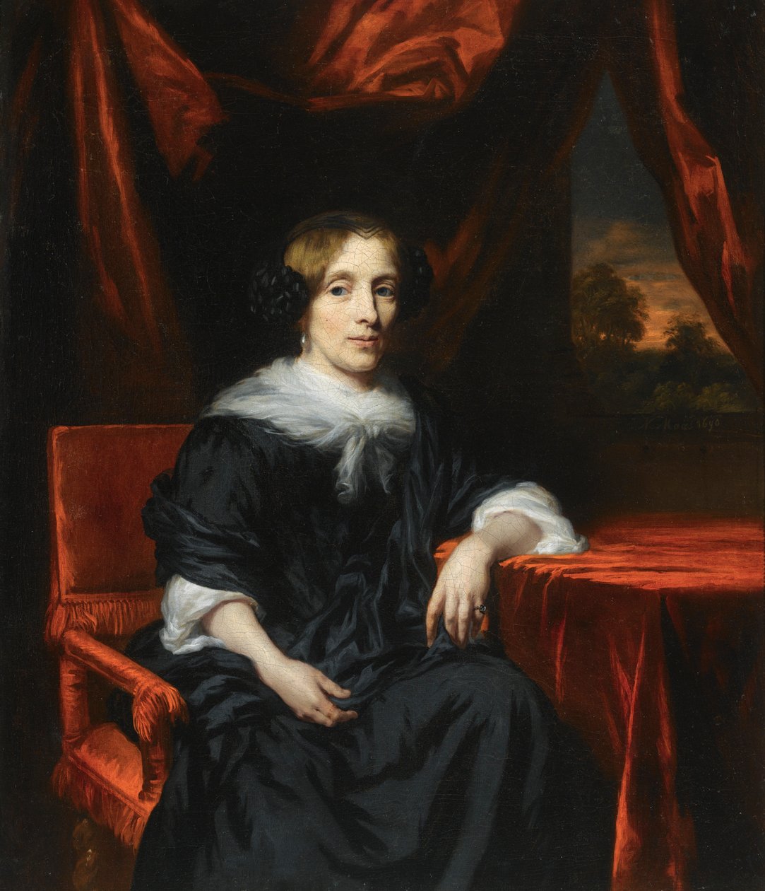 Portret kobiety w czarnej sukni autorstwa Nicolaes Maes