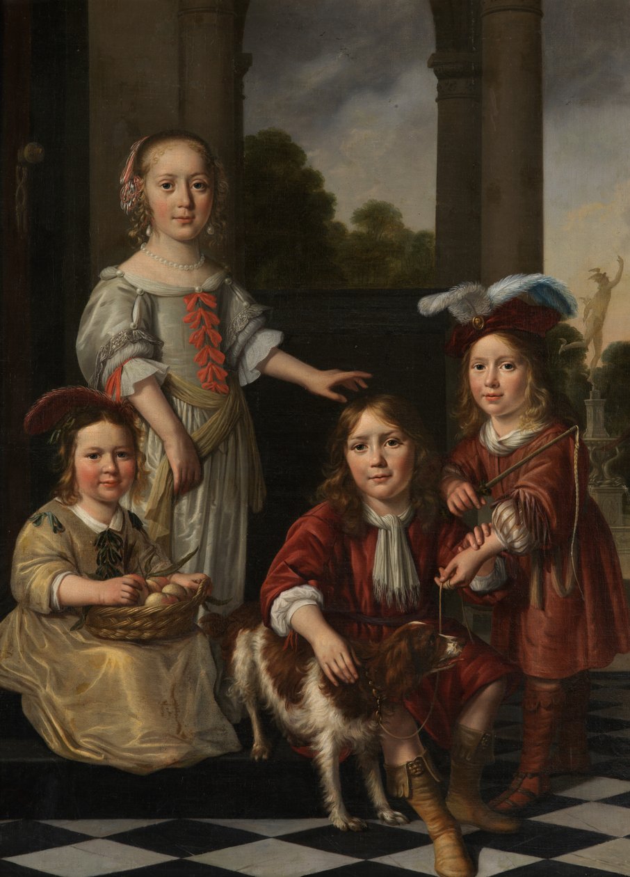 Portret czworga dzieci (olej na płótnie) autorstwa Nicolaes Maes