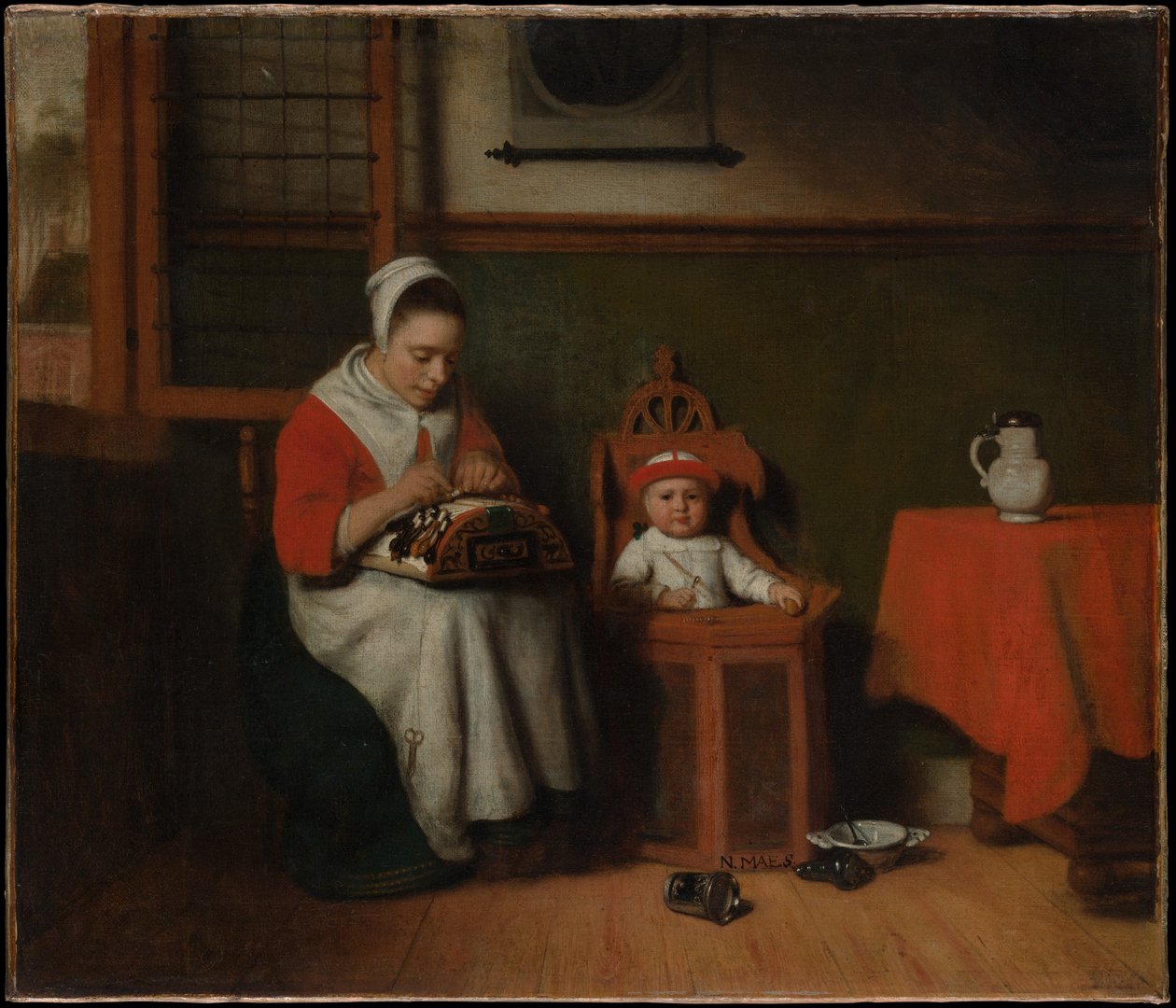 Koronkarka autorstwa Nicolaes Maes