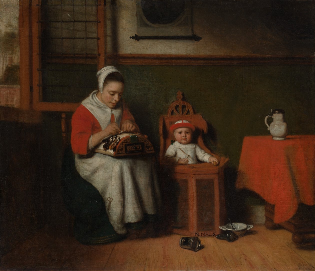 Lacemaker, ca. 1656. autorstwa Nicolaes Maes