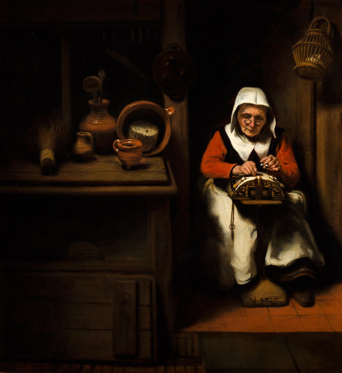 Stara koronczarka autorstwa Nicolaes Maes