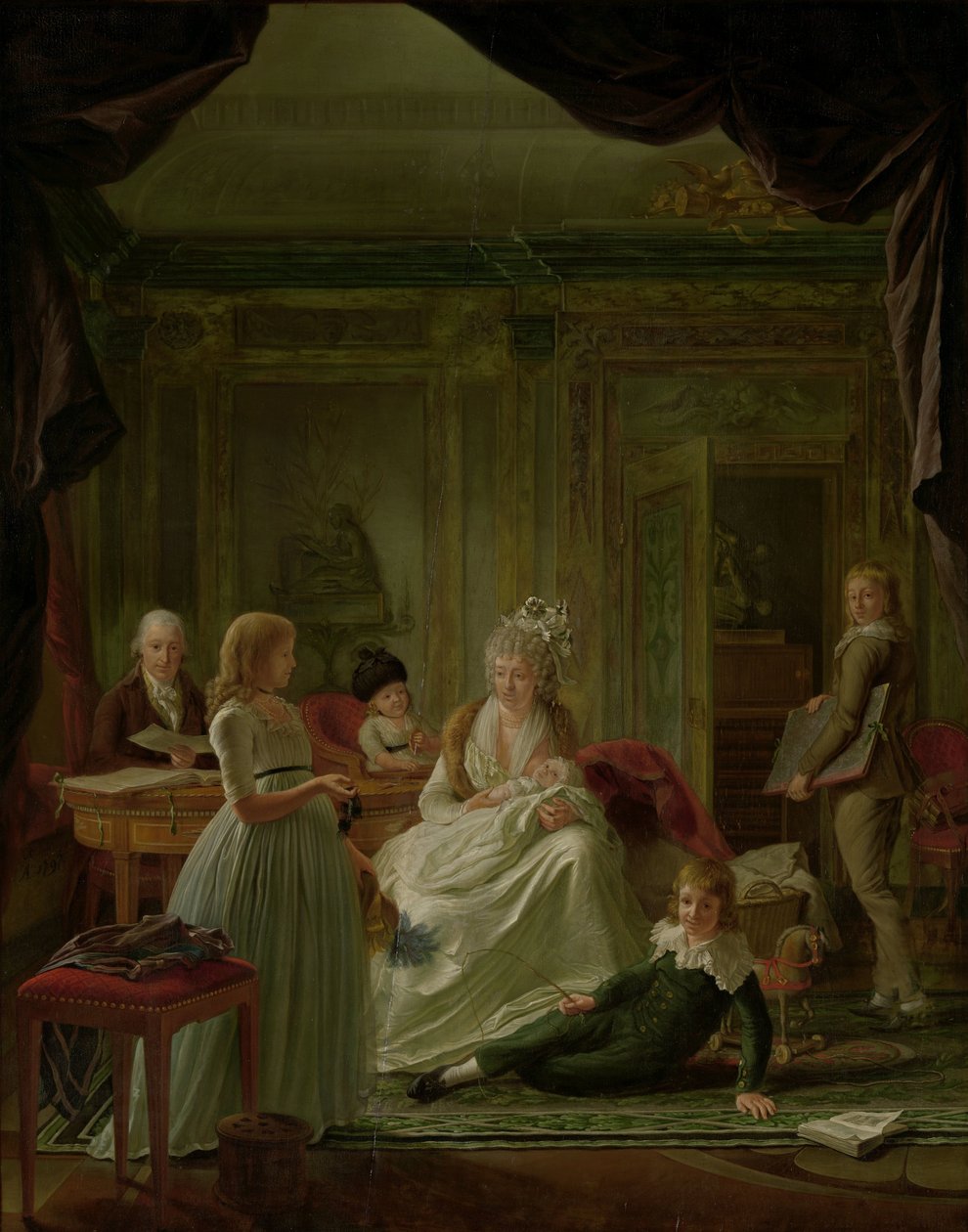 Portret Aernouta van Beeftingha, jego żony Jacoby Marii Boon i ich dzieci Aernout van Beeftingh (1759-1831) ze swoją pierwszą żoną Jacobą Marią Boon (1760-1800) i ich dziećmi autorstwa Nicolaes Muys