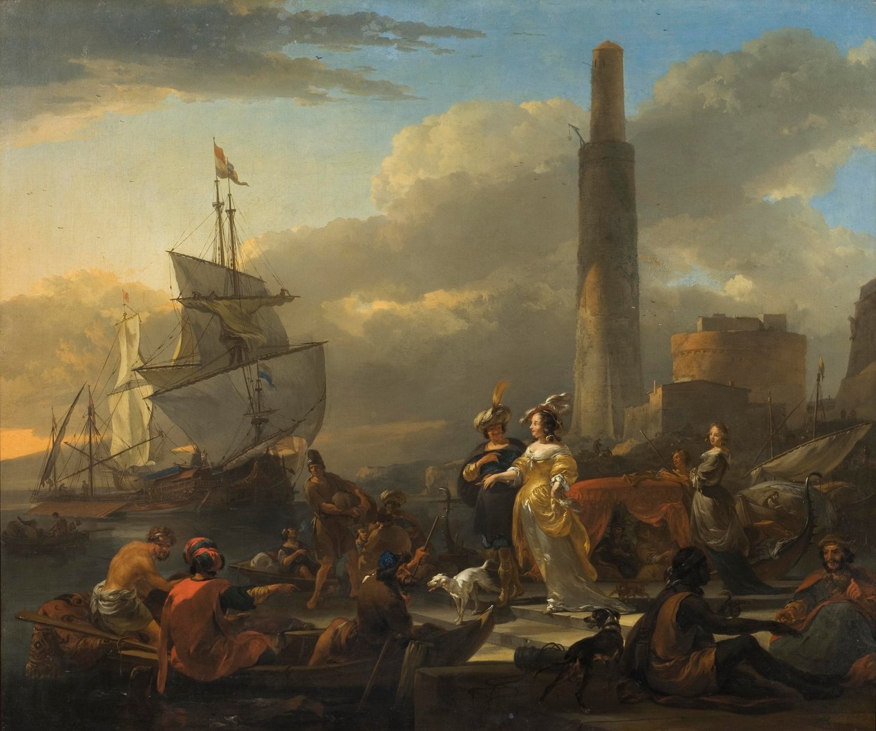 Scena portowa, ok. 1665 r. autorstwa Nicolaes Pietersz. Berchem