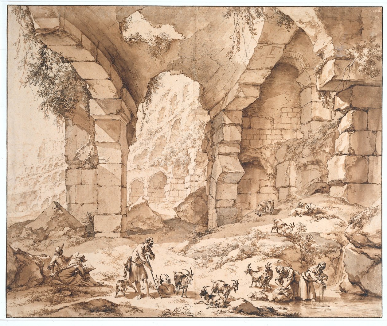 Widok na ruiny Koloseum autorstwa Nicolaes Pietersz Berchem
