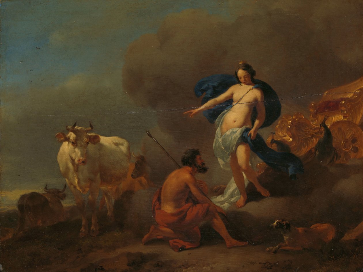 Juno nakazuje Argusowi czuwać nad Io autorstwa Nicolaes Pietersz Berchem