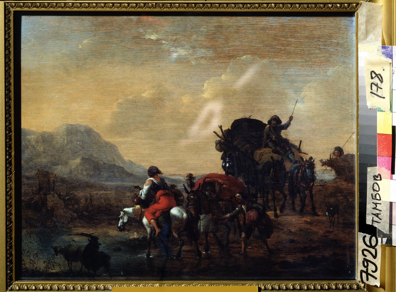 „La caravane” (Konwój) Peinture de Nicolaes Claes Pietersz Berchem (ou Berchen, Berighem, Berrighem, Berrigham) (1620-1683) 1655 Regionalna Galeria Sztuki, Tambow, Rosja autorstwa Nicolaes Pietersz. Berchem