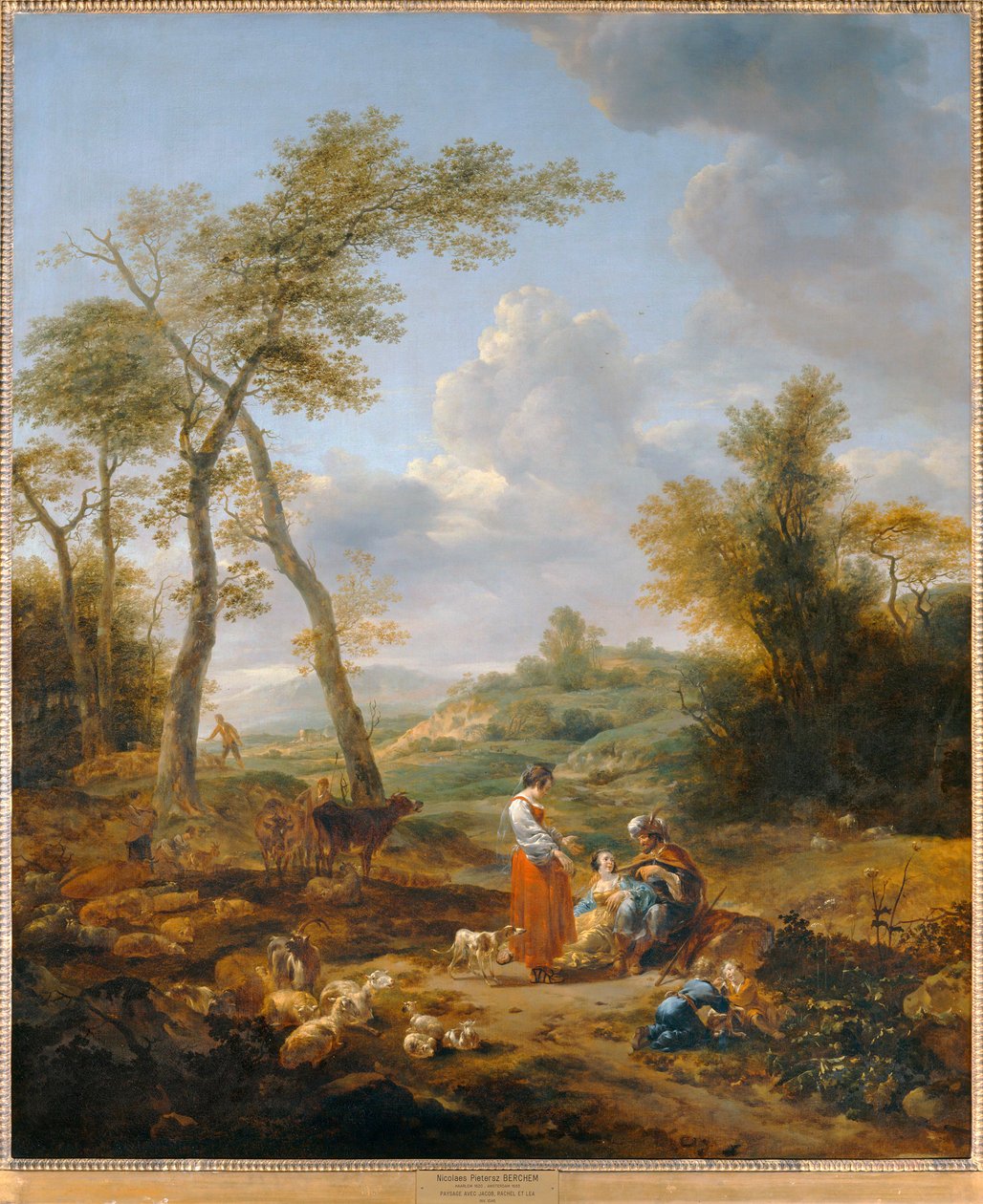 Krajobraz z Elkaną i jego dwiema żonami Anną i Penniną ... autorstwa Nicolaes Pietersz. Berchem