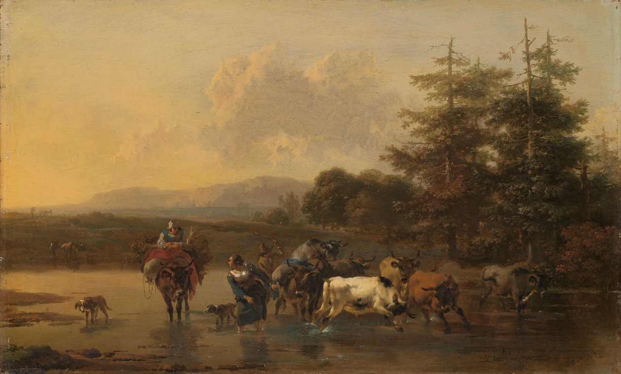 Stado bydła Stado bydła przejeżdżające przez forda autorstwa Nicolaes Pietersz Berchem