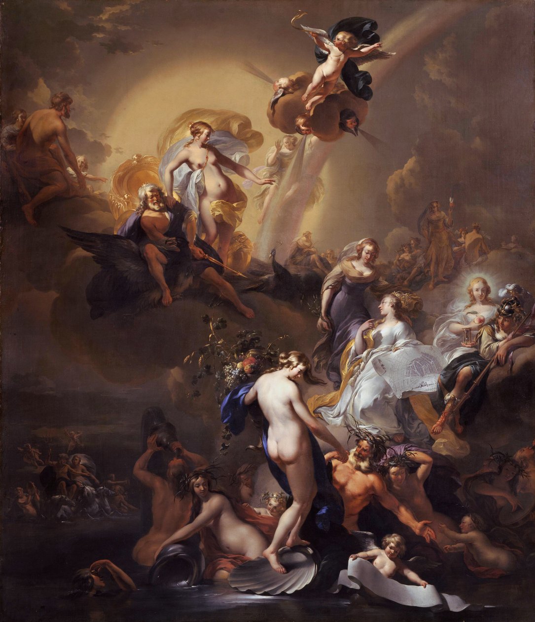 Alegoria o rozbudowie Amsterdamu autorstwa Nicolaes Pieterszoon Berchem