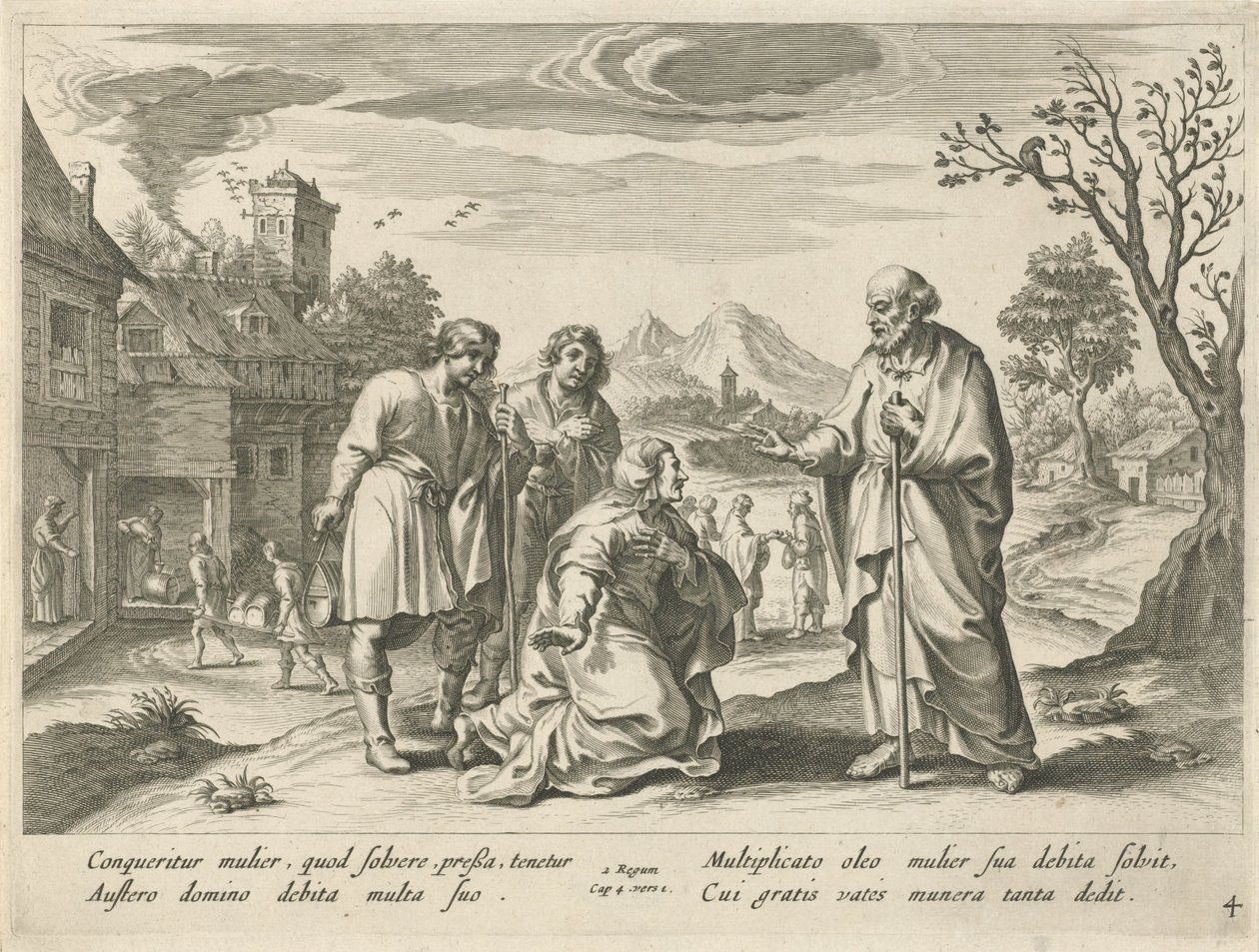 Elisa pomaga biednej wdowie Historia Elisy (tytuł serii) autorstwa Nicolaes Ryckmans