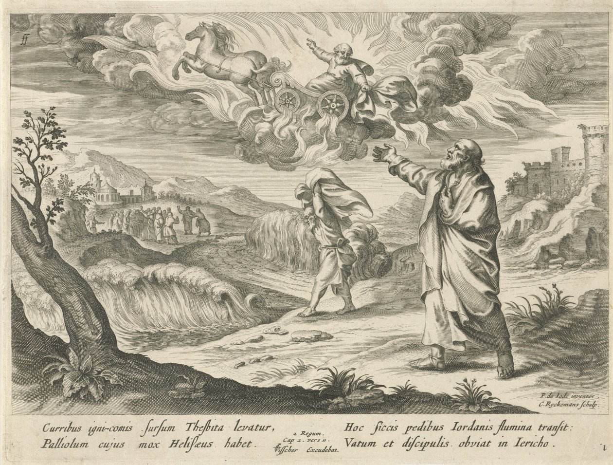 Elizeusz widzi wniebowstąpienie Eliasza Historia Elisy (tytuł serii) autorstwa Nicolaes Ryckmans