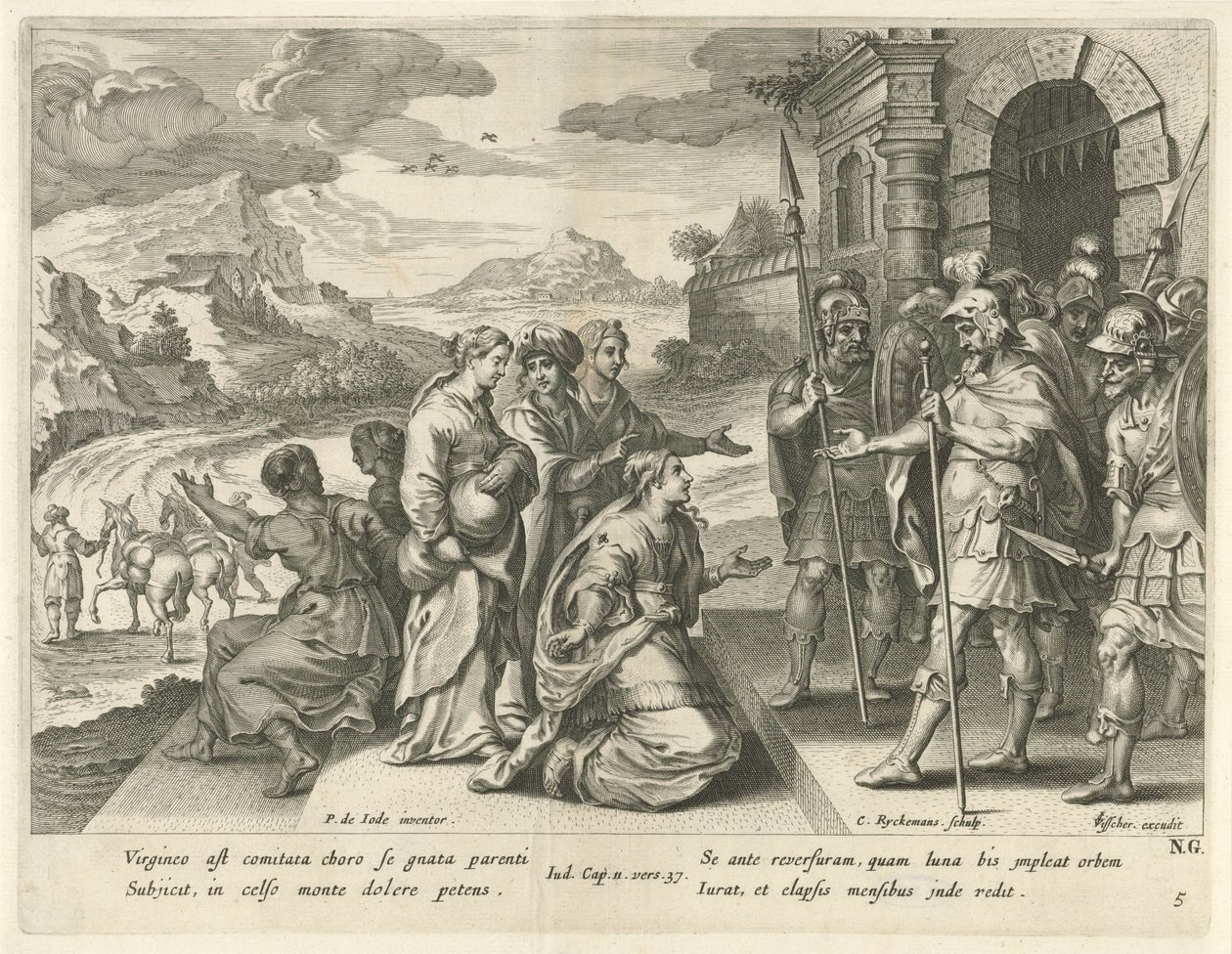 Jefte pozwala swojej córce iść w góry Historia Jeftego (tytuł serii) autorstwa Nicolaes Ryckmans