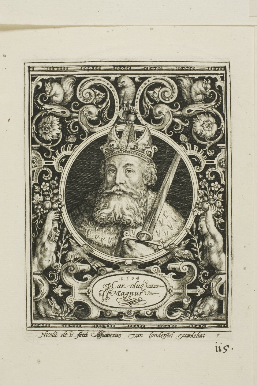 Karol Wielki, płytka siódma z The Nine Worthies autorstwa Nicolaes de Bruyn