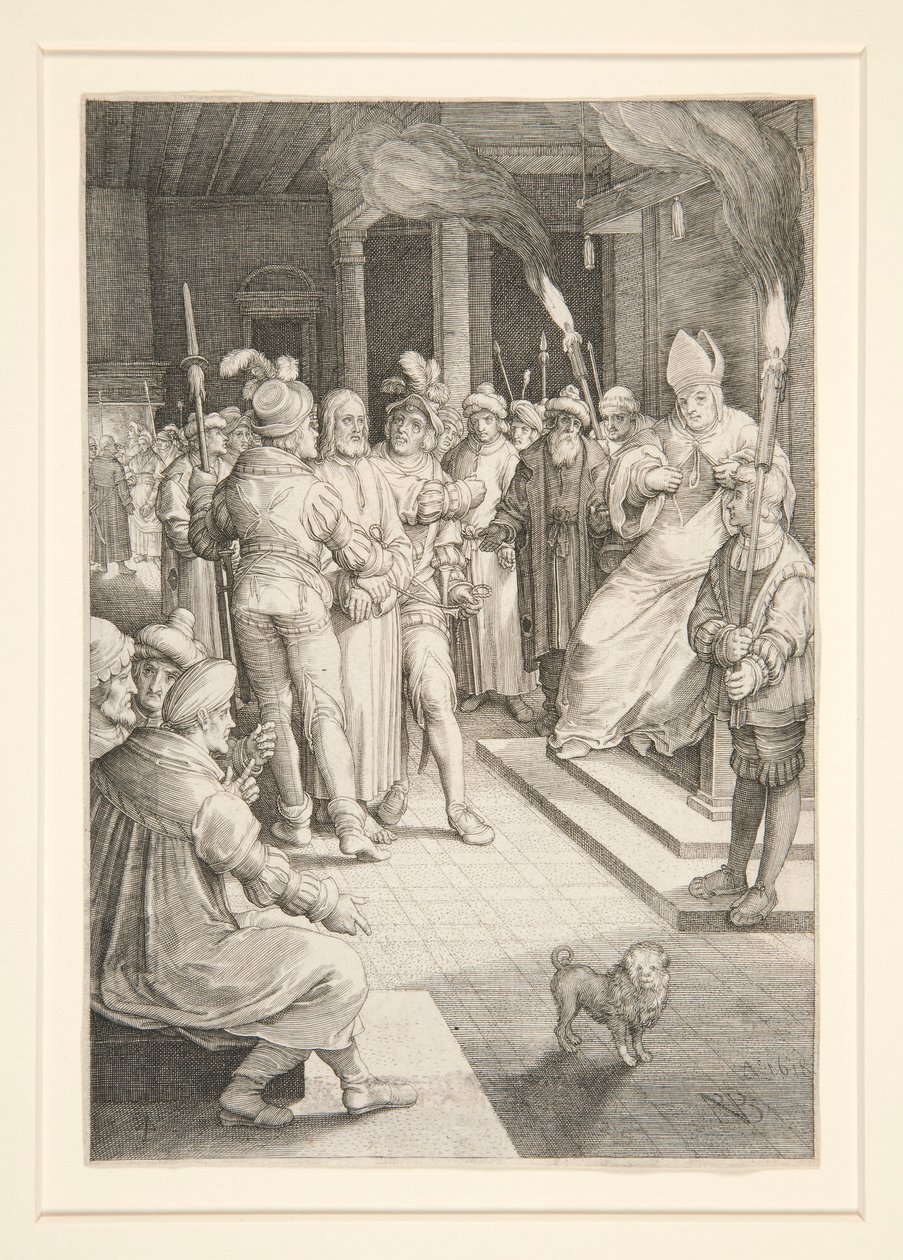 Chrystus przed Kajfaszem (seria pasyjna) autorstwa Nicolaes de Bruyn