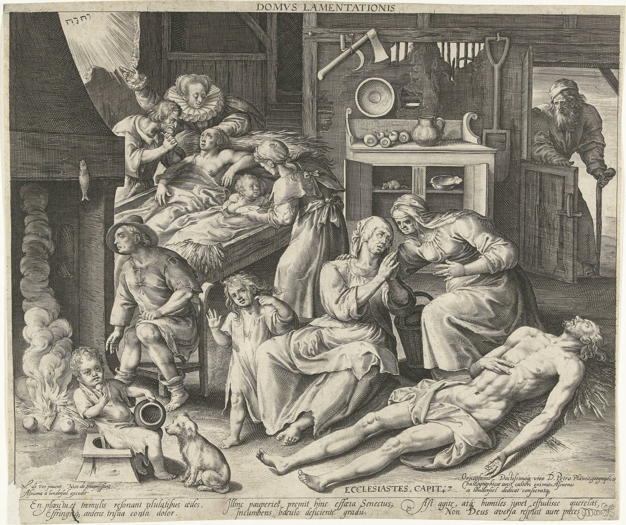 Dom pełen żałoby Domus lamentationis (tytuł na obiekcie) autorstwa Nicolaes de Bruyn
