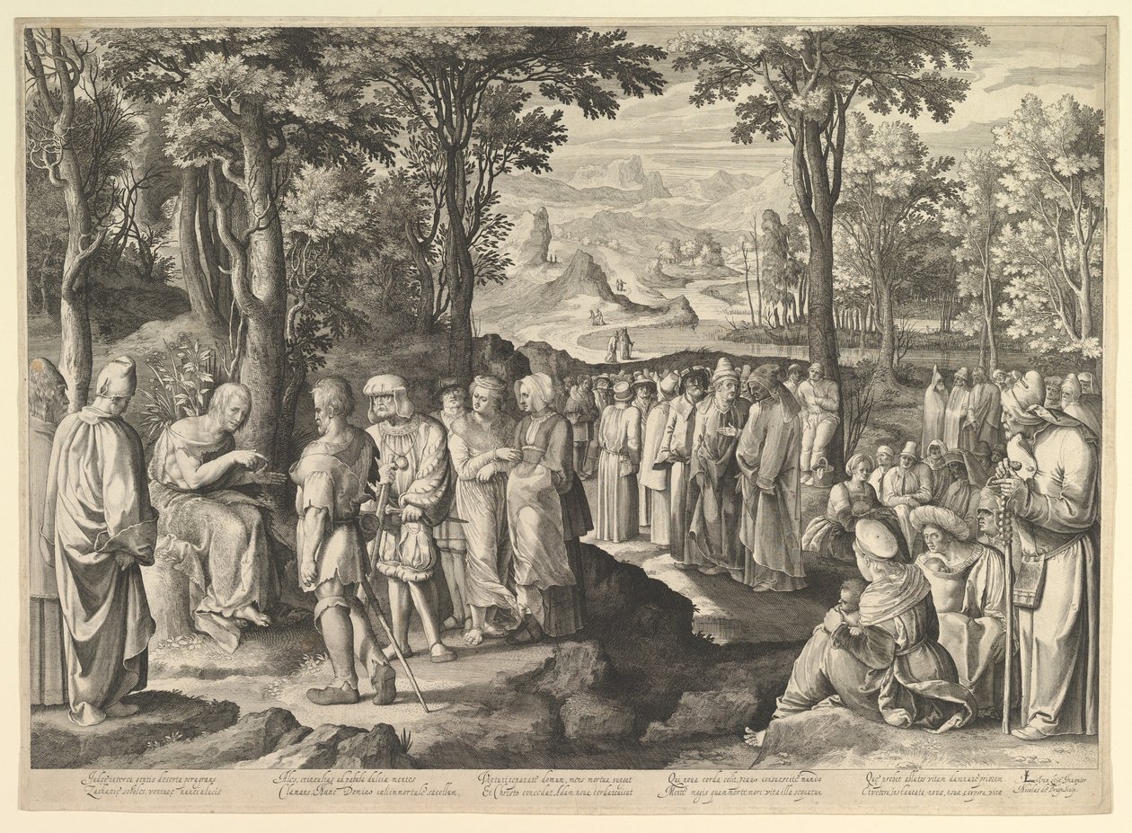 Głoszenie Jana Chrzciciela na pustyni 1527-28 autorstwa Nicolaes de Bruyn