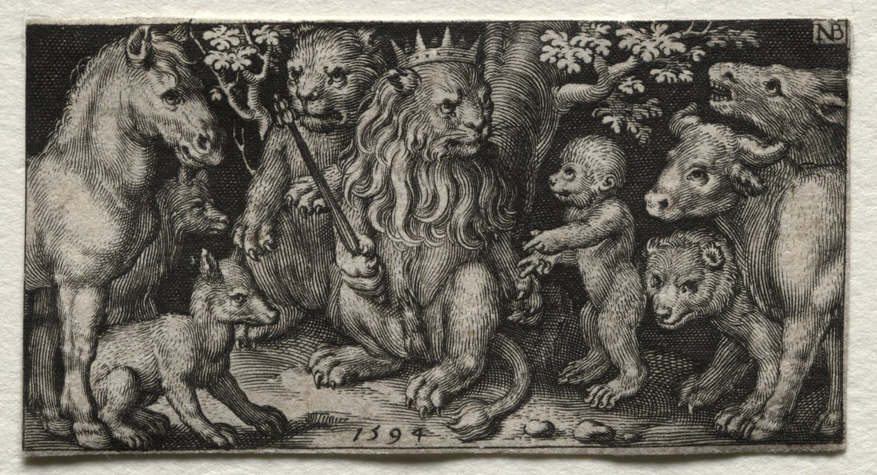 Król zwierząt, 1594. autorstwa Nicolaes de Bruyn