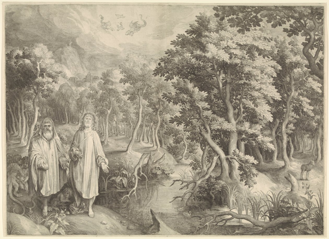 Kuszenie Chrystusa na pustyni autorstwa Nicolaes de Bruyn