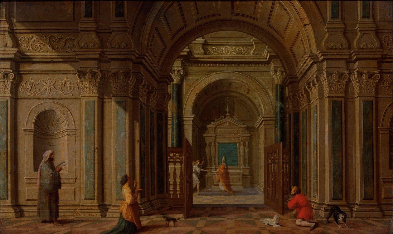 Archanioł Gabriel ukazujący się Zachariaszowi (Łuk. 1:11) autorstwa Nicolaes de Giselaer