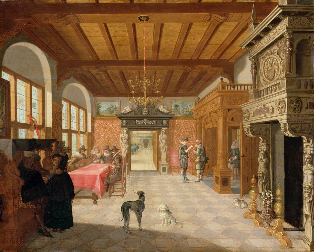 Wnętrze Sali z Figurami, 1621 autorstwa Nicolaes de Gyselaer