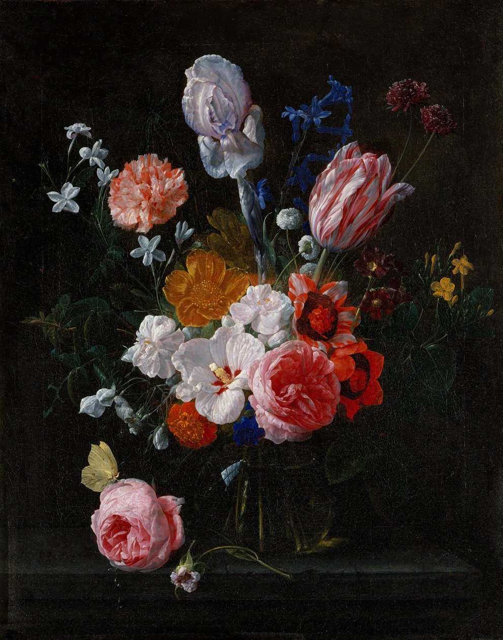 Bukiet kwiatów w kryształowym wazonie, 1662. autorstwa Nicolaes van Veerendael