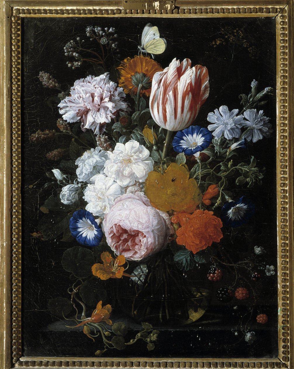 Kwiaty w szklanym wazonie autorstwa Nicolaes van Veerendael