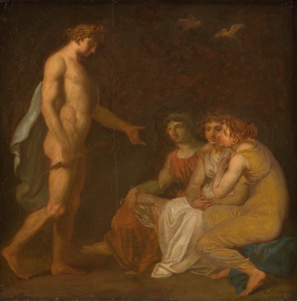 Apollo ładuje Parcae, aby odwiedzić Ceres, która uciekła z Ziemi autorstwa Nicolai Abildgaard