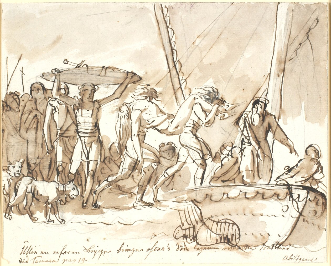 Ullin przywozi zwłoki Oscara do Szkocji. Wiersze Osjana, Temora I autorstwa Nicolai Abildgaard