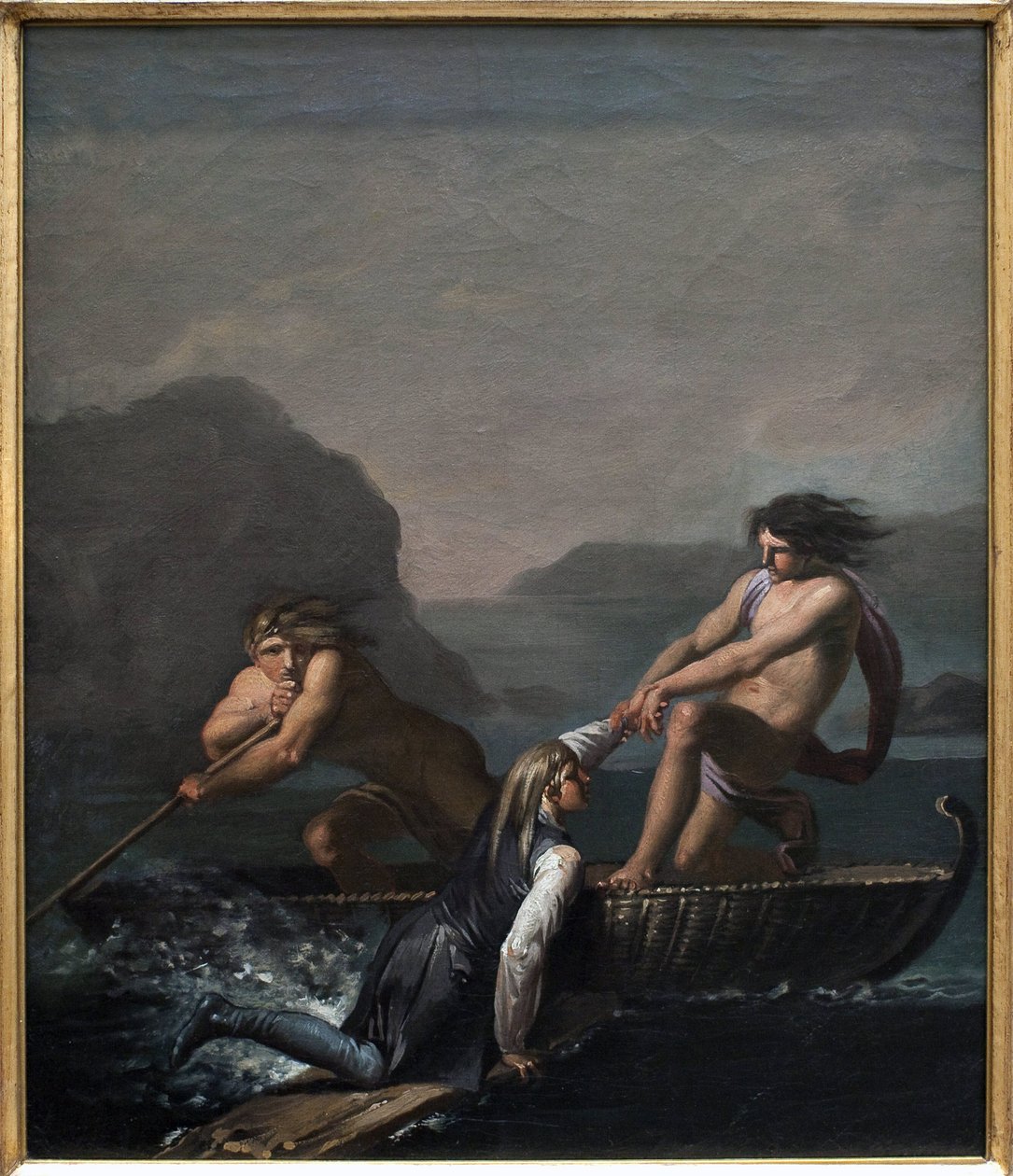 Wrak statku Niels Klim uratowany przez dwóch Quamitów. Fragment „Podziemnej podróży” Nielsa Klim autorstwa Nicolai Abraham Abildgaard