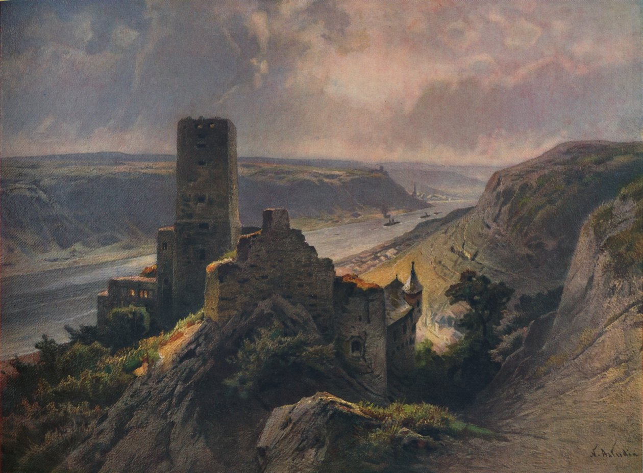 Zamek Gutenfels z widokiem na Oberwesel, Zamek Gutenfels z widokiem na Oberwesel, 1923. autorstwa Nicolai Astudin