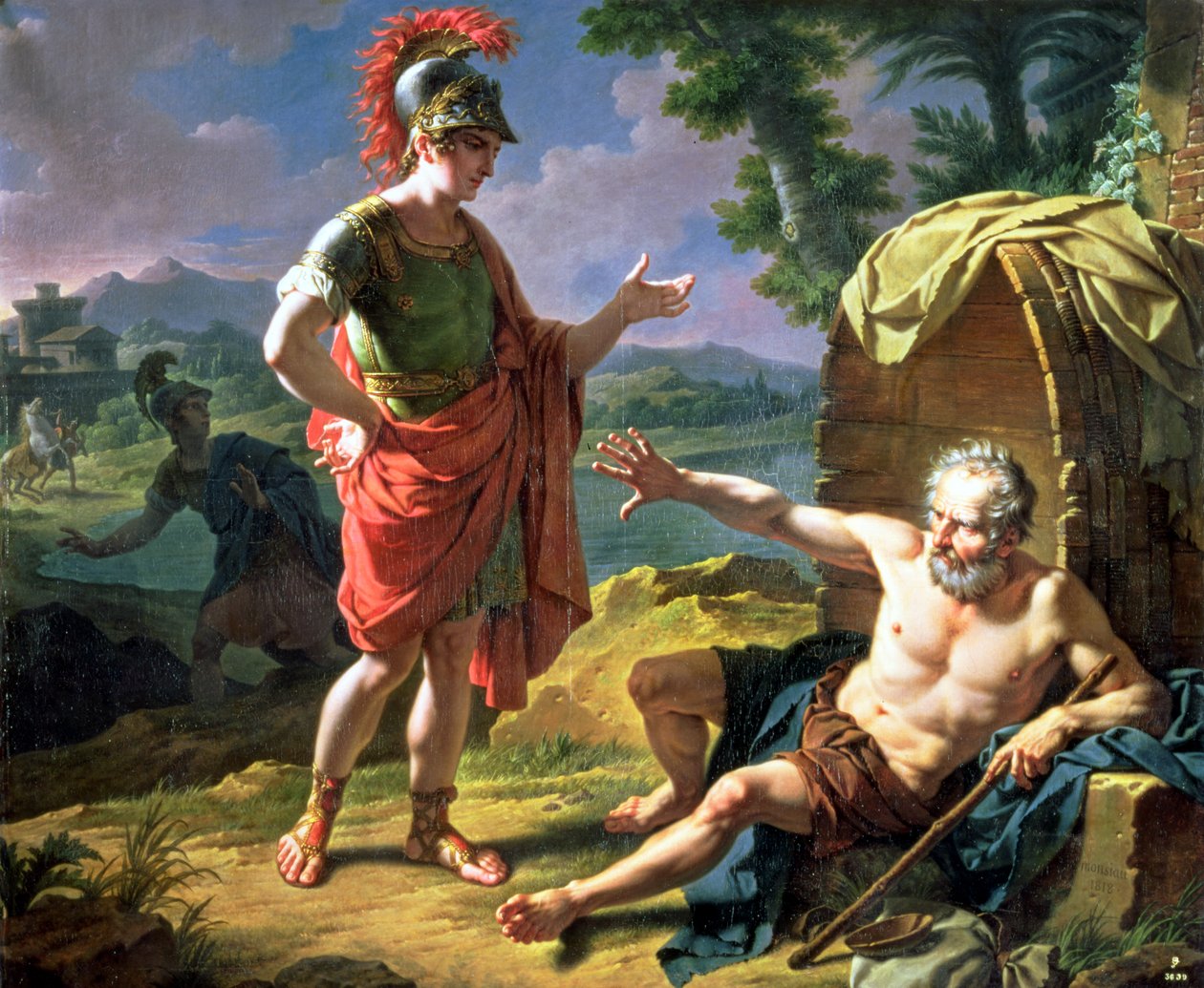 Aleksander i Diogenes, 1818 autorstwa Nicolas Andre Monsiau