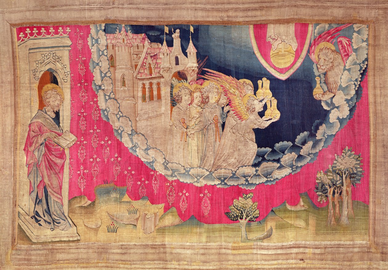 Anioły, z gobelinu Apokalipsy, 1373-87 (gobelin) autorstwa Nicolas Bataille