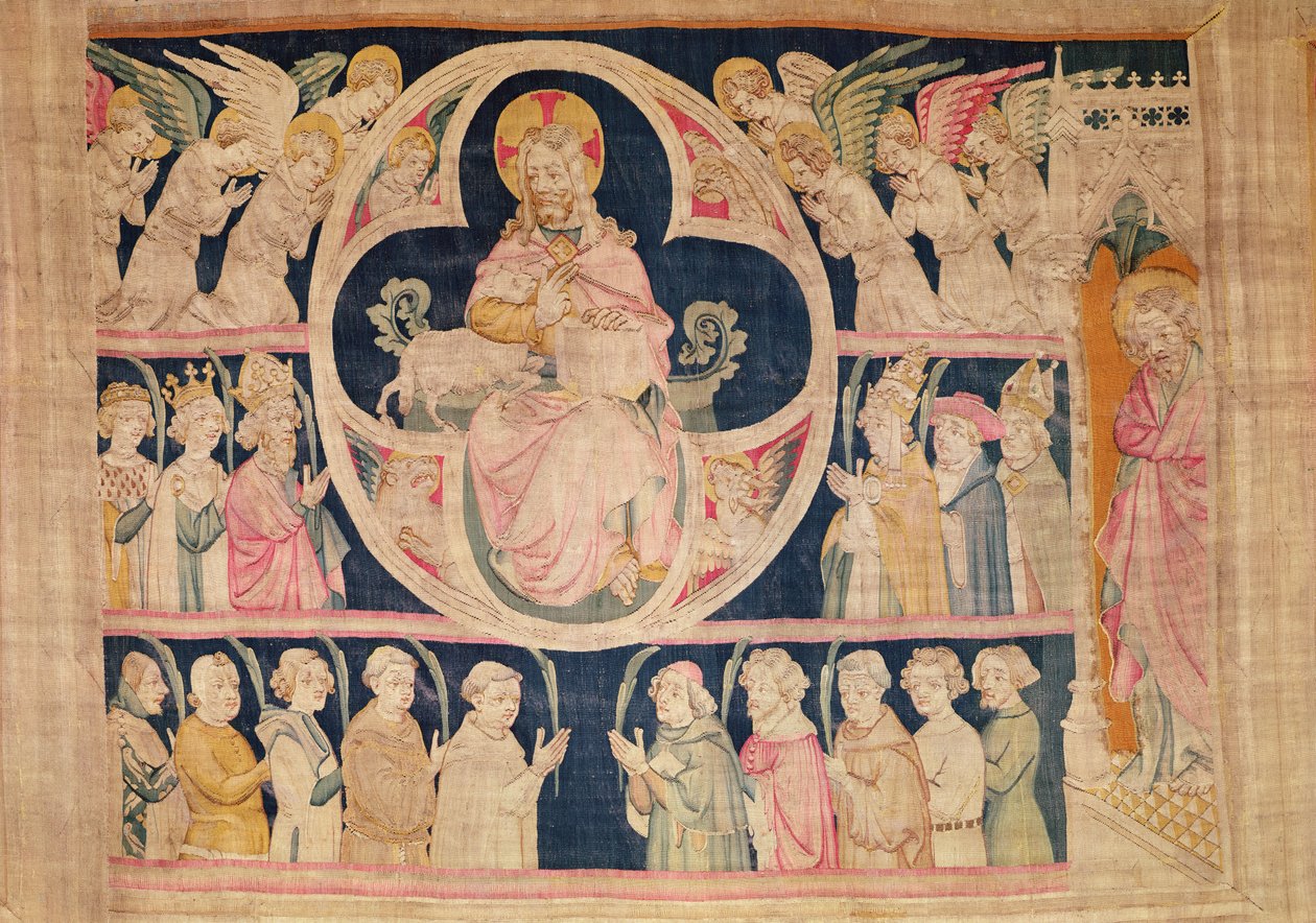 Liczenie wybranych, z gobelinu Apokalipsa w Angers, 1373-87 (gobelin) autorstwa Nicolas Bataille