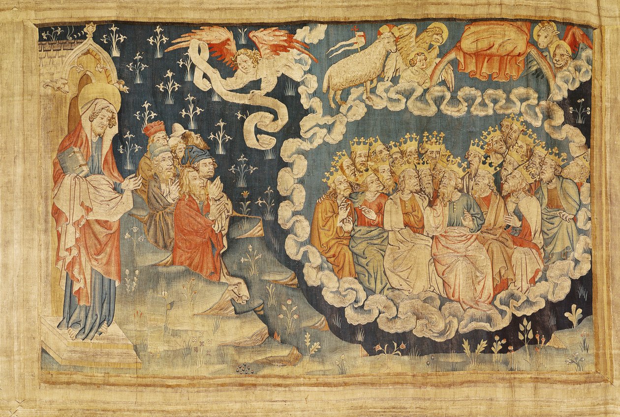 Wniebowstąpienie Baranka, nie. 48 z „Apokalipsy gniewu”, 1373-87 (gobelin) autorstwa Nicolas Bataille