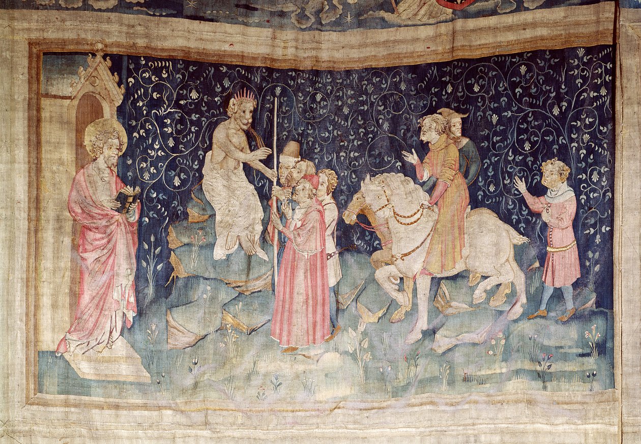 Liczba Bestii, nr 46 „Apokalipsy gniewu”, 1373-87 (gobelin) autorstwa Nicolas Bataille