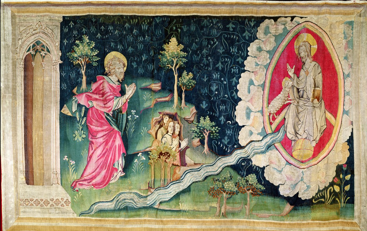 Rzeka Raju, nr 82 z „Apokalipsy gniewu”, 1373-87 (gobelin) autorstwa Nicolas Bataille