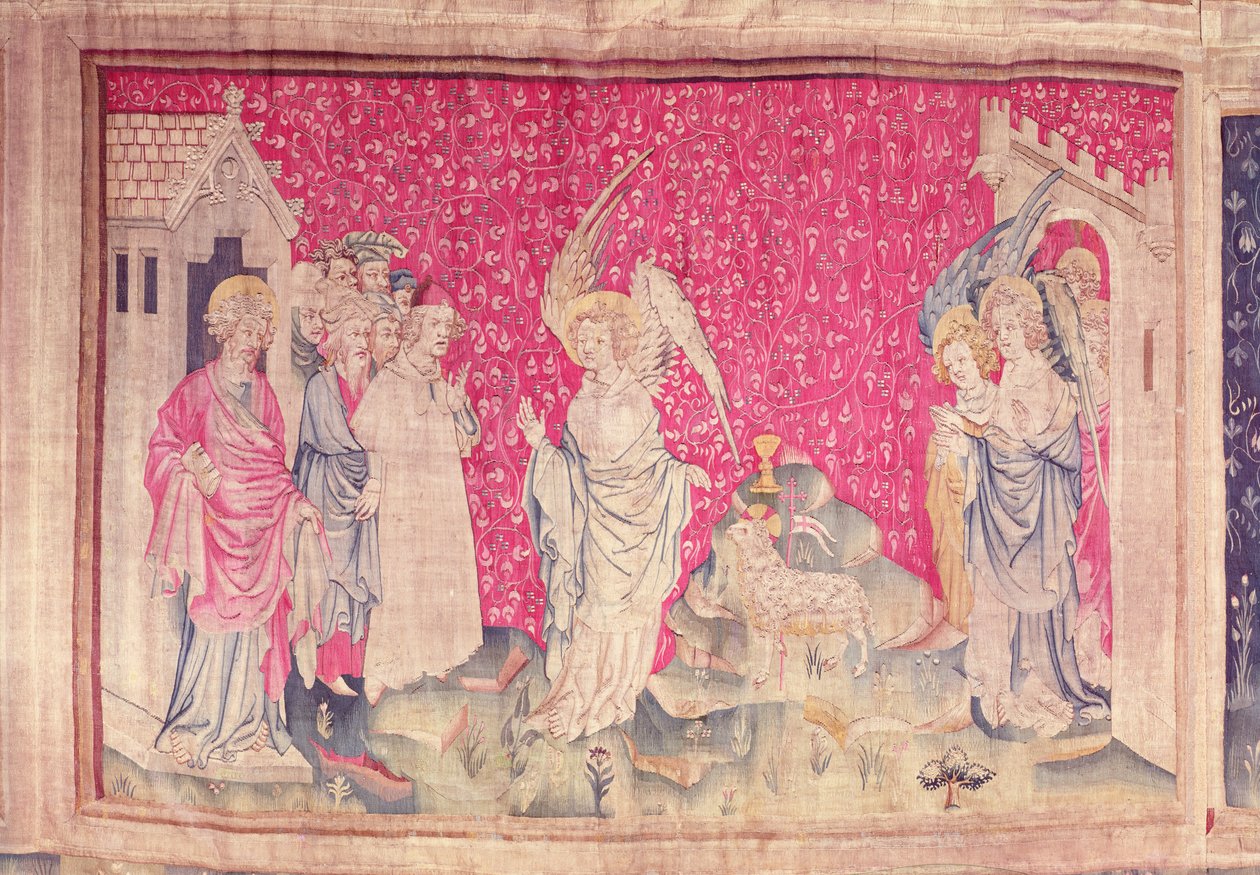 Trzeci Anioł i Baranek, nr 51 z „Apokalipsy gniewu”, 1373-87 (gobelin) autorstwa Nicolas Bataille
