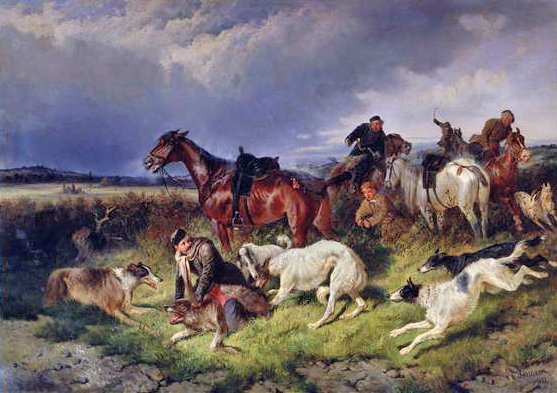Polowanie na wilka, 1873 autorstwa Nicolas Gregorovitch Svertschkoff