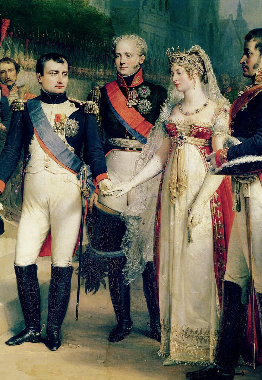 Napoleon Bonaparte (1769-1821) przyjmujący królową Luizę Pruską (1776-1810) w Tylży, 6 lipca 1807 r., 1837 (detal z 105904) autorstwa Nicolas Louis Francois Gosse