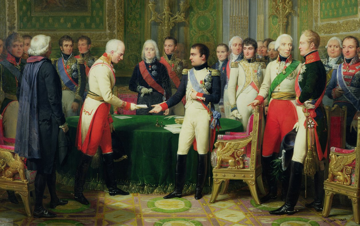 Napoleon I (1769-1821) Przyjęcie barona Vincenta, ambasadora Austrii, w Erfurcie, 28 października 1808, 1838 autorstwa Nicolas Louis Francois Gosse