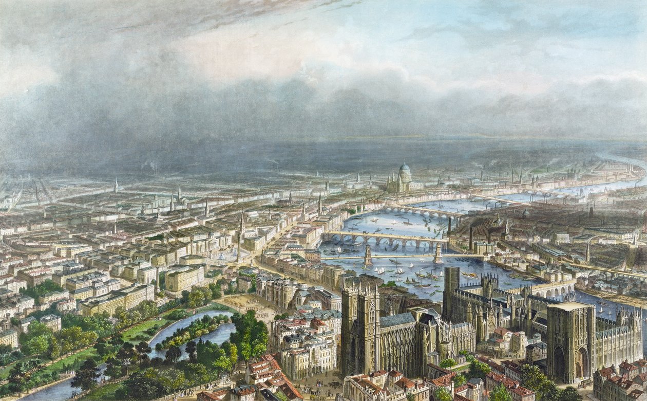 Aspekt ogólny Londynu, z Opactwa Westminsterskiego, ok. 1850, rytowany przez A. Appert, wydany przez Alfreda Chardon (patrz także 70174) autorstwa Nicolas Marie Joseph Chapuy