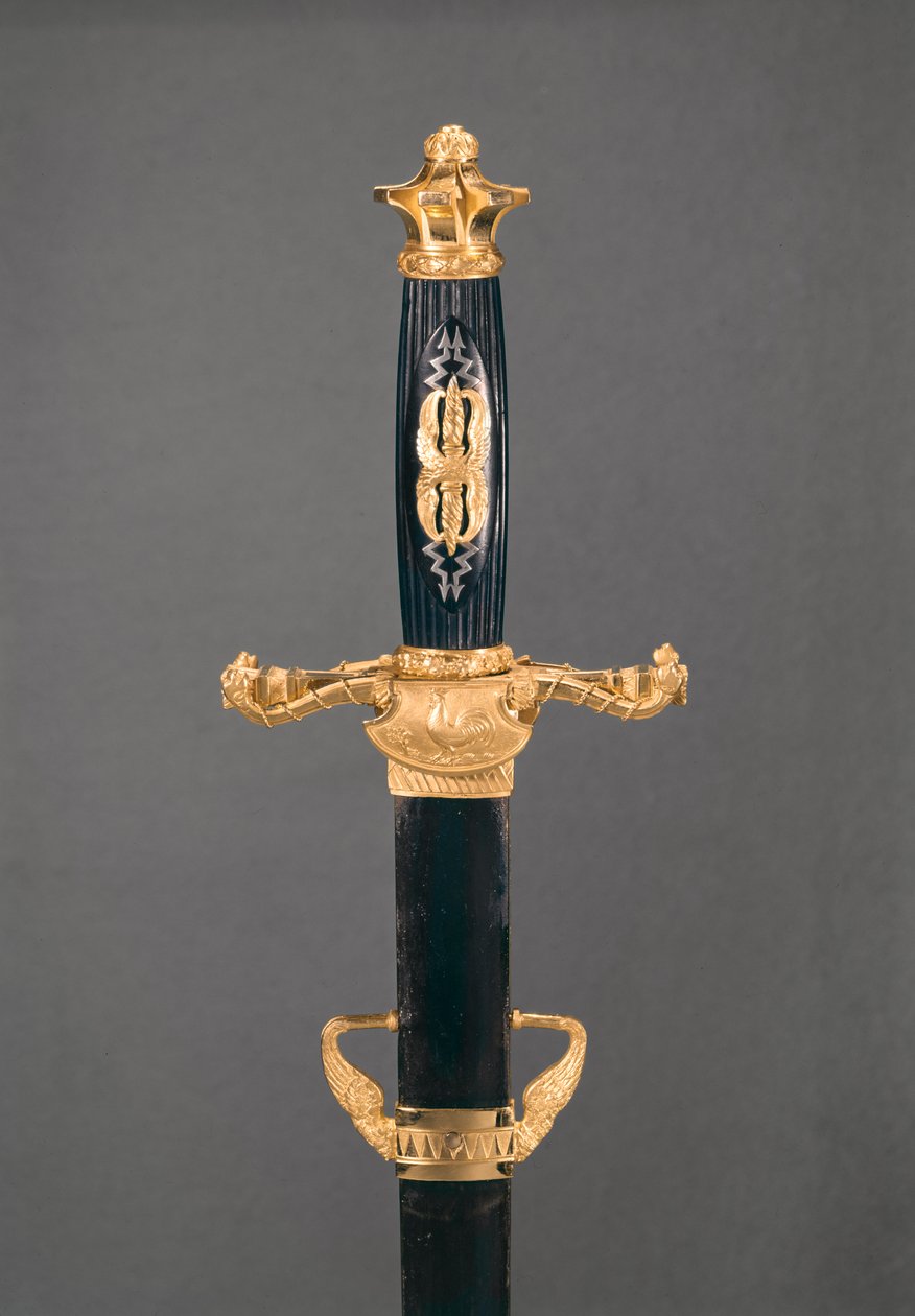 Rękojeść obosiecznego miecza generała-dowódcy podczas zamachu stanu w Saint Cloud 18 brumaire an 8 (9 listopada 1799) (metal) (patrz także 391164) 8: Napoleon Bonaparte (1769-1821);glewia de com autorstwa Nicolas Noel Boutet
