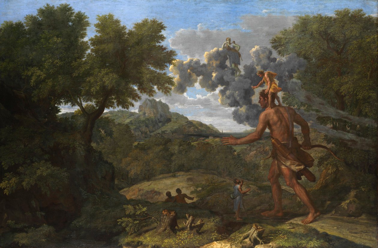 Ślepy Orion szukający wschodzącego słońca, 1658 autorstwa Nicolas Poussin