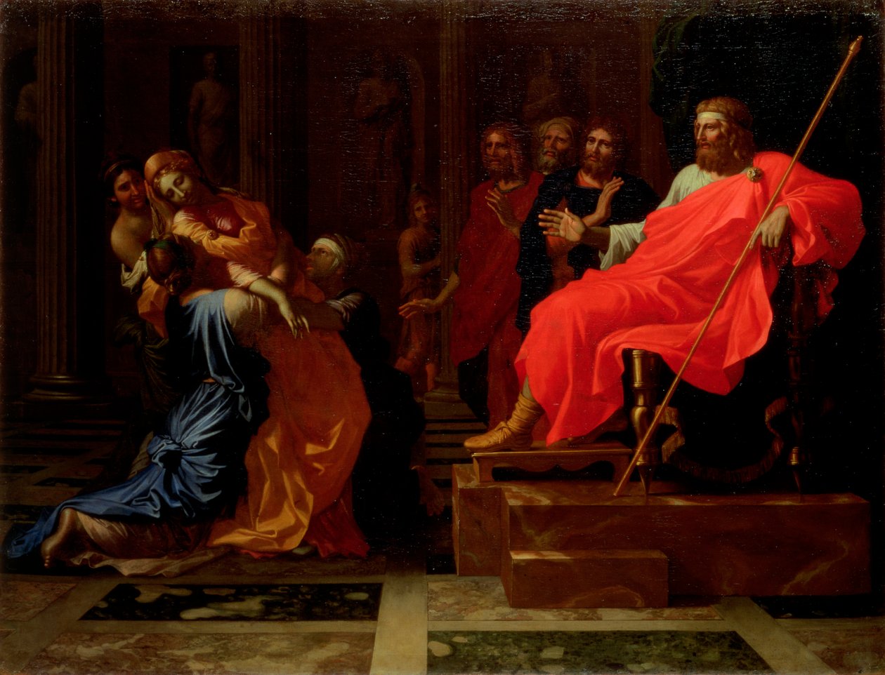 Estera przed Aswerusem, koniec lat pięćdziesiątych XVII wieku autorstwa Nicolas Poussin