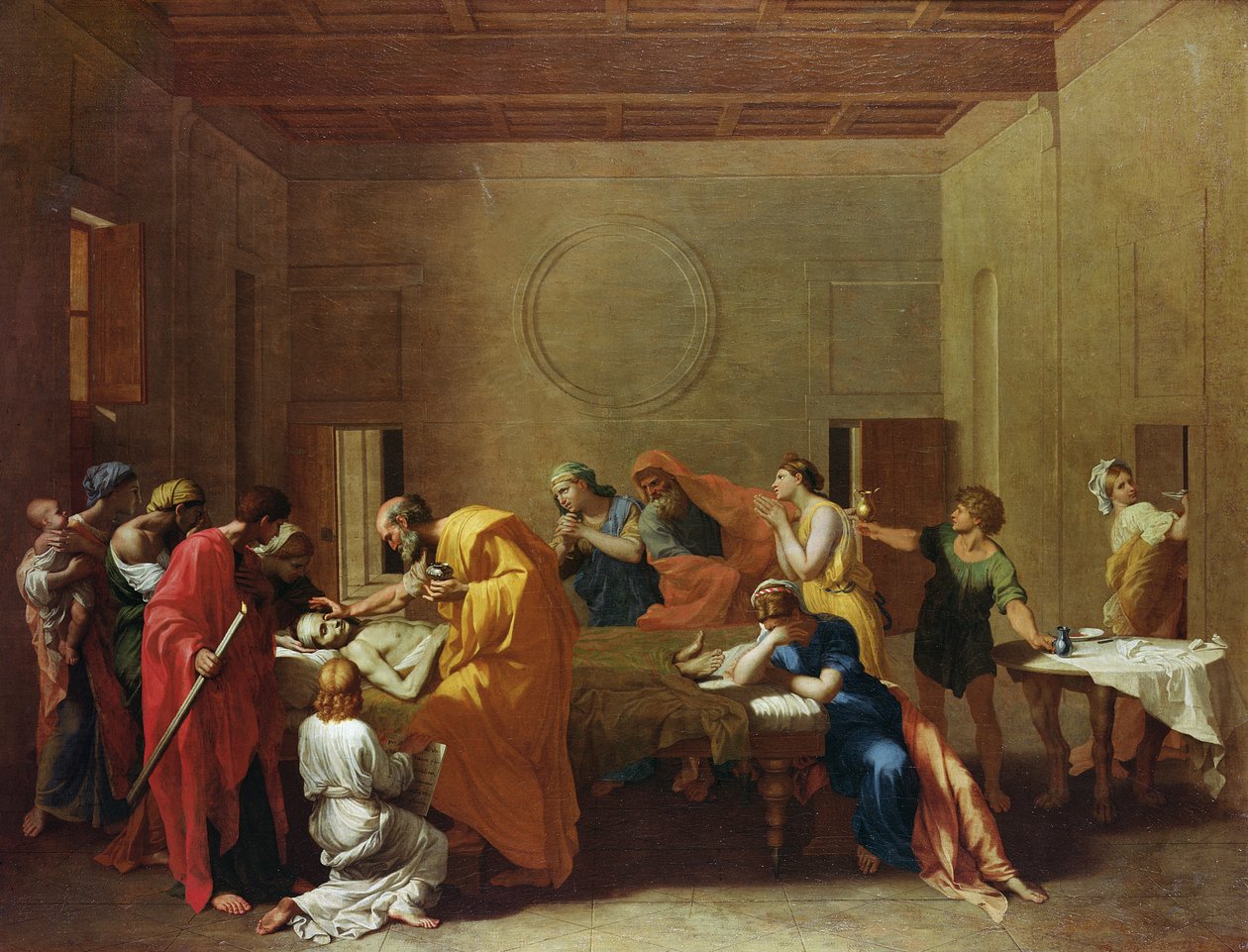 Ostatnie namaszczenie, ok. 1637-40 autorstwa Nicolas Poussin
