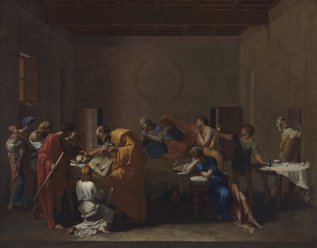 Ostatnie namaszczenie z „Siedmiu sakramentów”, 1638-40 autorstwa Nicolas Poussin