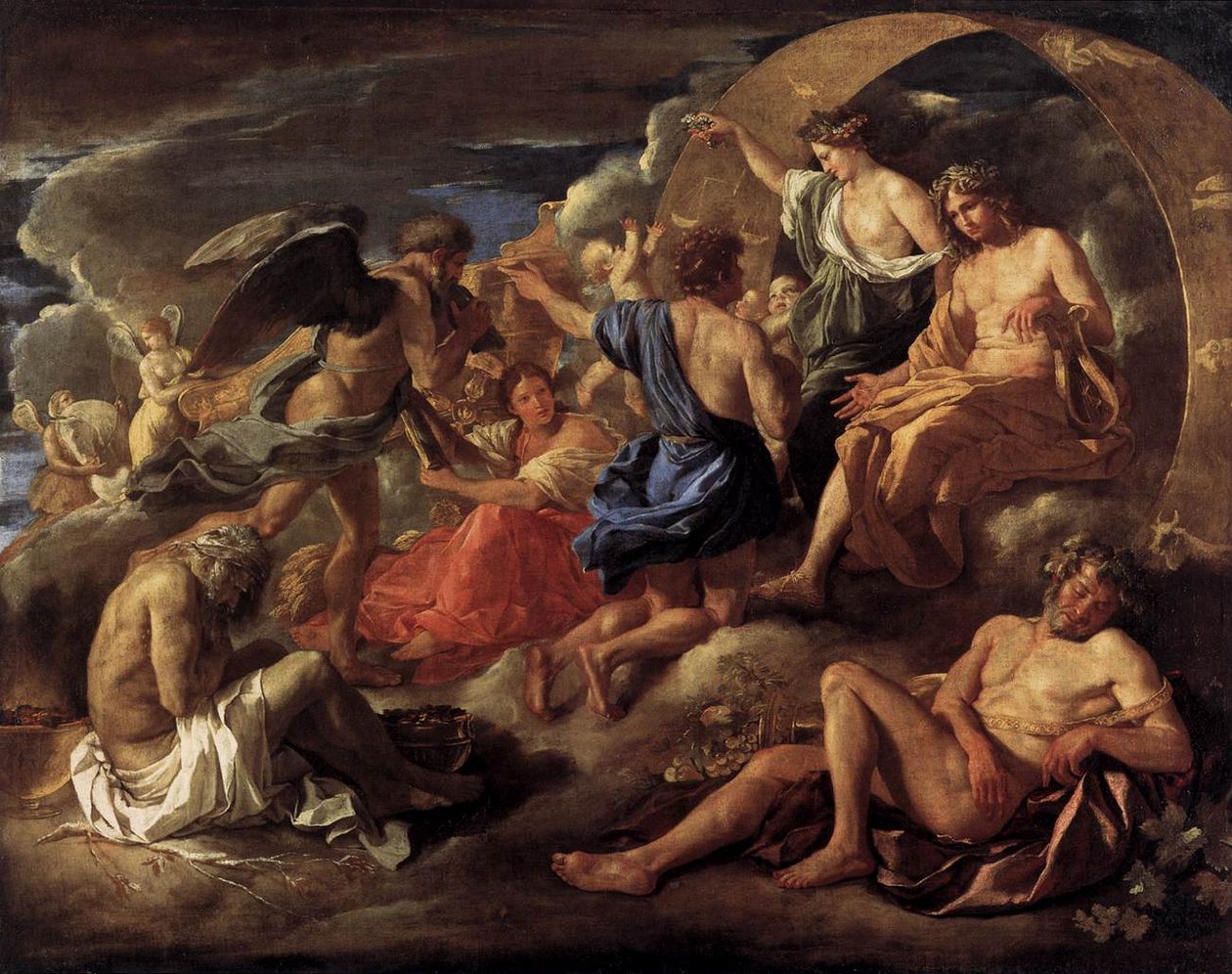 Helios i Faeton z Saturnem i czterema porami roku autorstwa Nicolas Poussin