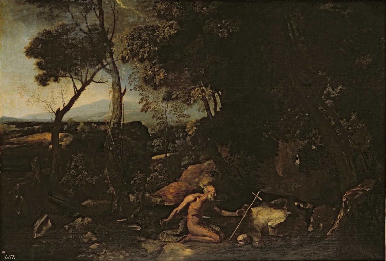 Krajobraz ze św. Hieronima autorstwa Nicolas Poussin