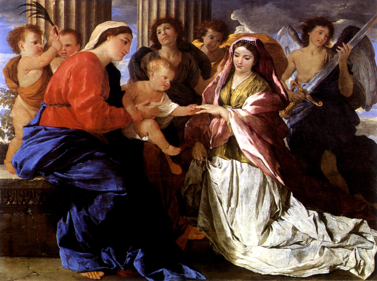 Mistyczne wesele św Katarzyny autorstwa Nicolas Poussin