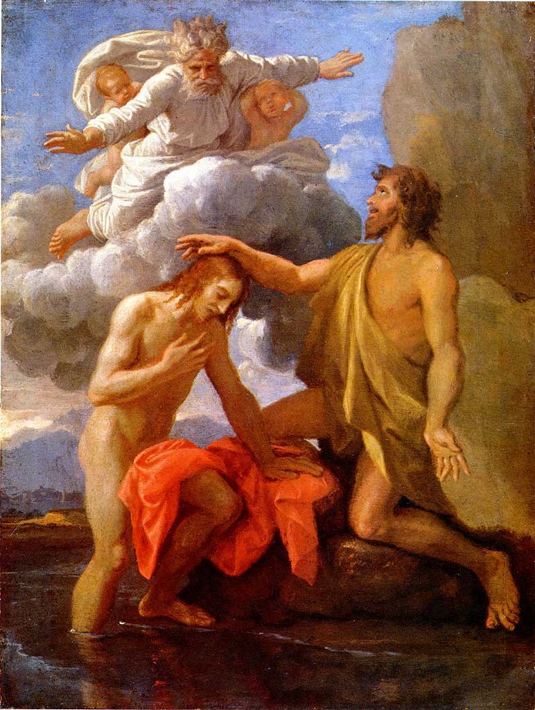 Św. Jan chrzczący Chrystusa autorstwa Nicolas Poussin